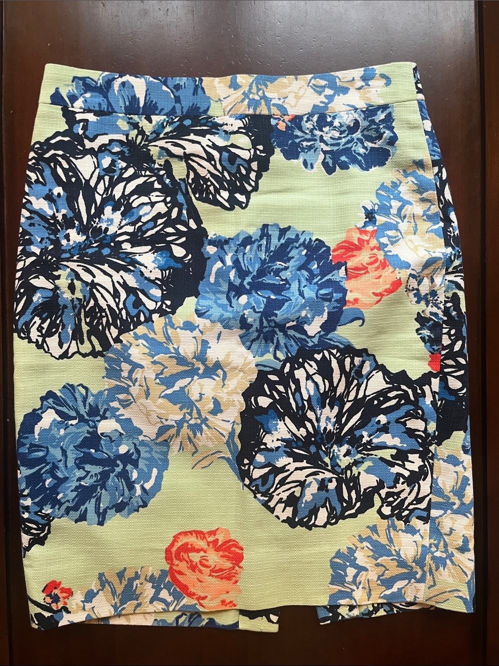 J Crew Floral Pencil Skirt in Green and Blue